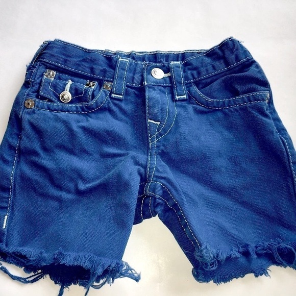 True Religion Cut Off Bermuda Shorts, Childs Size 6, Blue - Picture 2 of 5